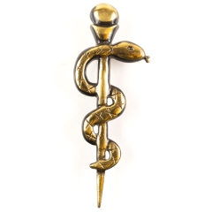 Medium Aesculapius medicine symbol bas-relief brass