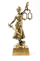 TEMIDA statuette on a rectangular pedestal Brass
