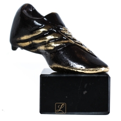 Brass football SHOE on a marble base, trophy cup