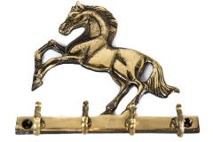 HANGER HORSE 4 hooks bas-relief Brass