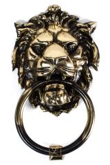 Door knocker BIG LION mane, with bell function Brass