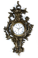 Beautiful HANGING clock bas-relief Brass No. 291