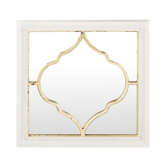 Lustro szkło drewno mdf złoty kremowy 143922 Art-pol