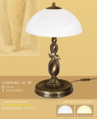 Lampa biurkowa 2 płom. CORDOBA AL klosz alabaster Ø 35cm biały krem B2 ICARO