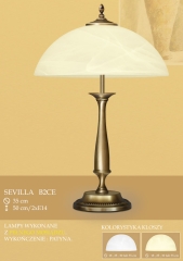 Lampa gabinetowa 2pł. płom. Sevilla klosz alabaster Ø 35cm biały krem B2C ICARO