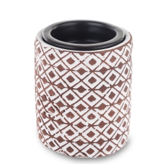 Kominek Zapachowy Walec zdobiony ceramika biały czarny brązowy 145645 Art-pol