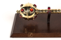 Royal scepter mace on a wooden tablo brass - replica