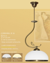 Lampa wisząca pojedyncza CORDOBA R klosz opal Ø 30cm biały krem RS1 RS1E ICARO