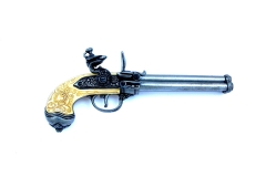 Silver Italian three-barrel rocker pistol 1680 Denix 1016G - replica