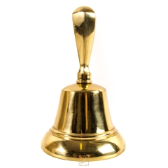 Dzwonek DUŻY Ø 11,50 cm sześciokątny uchwyt Mosiądz. Mocny donośny dźwięk