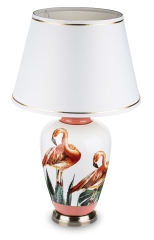 Lampa stołowa z abażurem biały ceramika 131240 Art-Pol