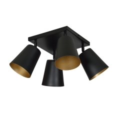 Lampa plafon regulowany Prism 4 Czarna / Złota 406/4 Emibig