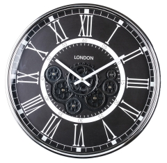 Czarny Zegar Wiszący London Cyfry Rzymskie śr. 54cm metal czarny biały 131903 Art-Pol