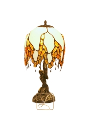 Wisteria glass lamp on rock Amber G1