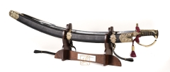 Hussar saber with scabbard, forged, hardened + double stand and dedication included