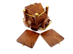 Wooden cart - a set of 6 coasters for coffee and tea MIS-0480