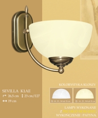 Lampa kinkiet 1 płom. odwrotny Sevilla klosz alabaster Ø 19cm biały krem K1A ICARO
