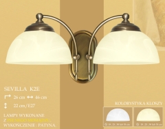 Lampa kinkiet 2 płom. Sevilla klosz alabaster Ø 19cm biały krem K2 ICARO