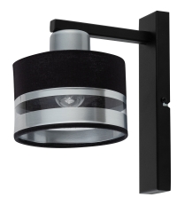 PRO lampa kinkiet z abażurem E27 czarna/srebrna Sigma 32154