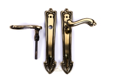 ARROW door handles, calm Art Nouveau pattern. Brass, Polish product