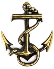 Large Anchor with cord, bas-relief Brass. Maritime souvenir