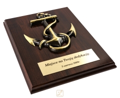 Anchor with cord + tablo A5 + dedication, bas-relief Brass. Gift for a sailor, sailor