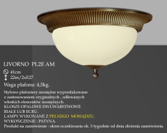 Lampa plafon Livorno Ø 41cm PL2 AM klosz opal krem matowy IKARO