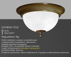 Lampa plafon Livorno Ø 41cm PL2 C klosz alabaster biały IKARO
