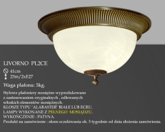 Lampa plafon Livorno Ø 41cm PL2 CE klosz alabaster ecru IKARO
