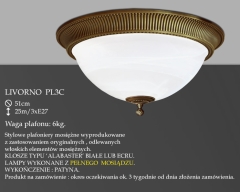 Lampa plafon Livorno Ø 51cm PL3 C klosz alabaster biały IKARO