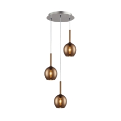 Monic Hanging lamp 3 flames copper / chrome Zuma Line MD1629-3B / copper