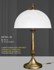 Lampa biurkowa 2 płomienna Mitra klosz alabaster Ø 30cm biały krem B2 ICARO