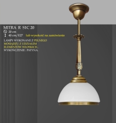 Lampa wisząca 1 płom. MITRA R klosz opal Ø 20cm biały krem RS1C/20 RS1CE/20 ICARO