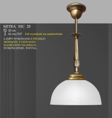 Lampa wisząca pojedyncza MITRA klosz alabaster Ø 25cm biały krem S1C/25 ICARO