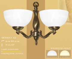 Lampa kinkiet 2 płom. odwrotny Modena klosz alabaster Ø 19cm biały krem K2 ICARO