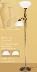 Lampa podłogowa 2 płom. Modena P2 klosz alabaster biały krem Ø 30cm góra Ø 19 cm boczny ICARO