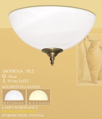 Plafon 2 płom. Modena klosz alabaster Ø 35cm biały krem PL2 ICARO