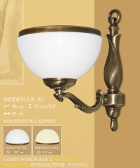 Lampa kinkiet 1 płomienny Modena R klosz opal Ø 20cm biały krem K1 K1E ICARO