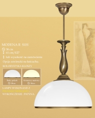 Lampa wisząca 1 płom. Modena R klosz opal Ø 38cm biały krem RS1H RS1HE ICARO