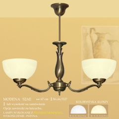 Lampa żyrandol 3 płom. odwrotny Modena klosz alabaster Ø 19cm biały krem S2A ICARO