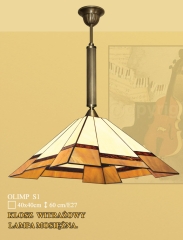 Pendant lamp 1 flame. Olympus stained glass lampshade 40cm beige and brown S1 ICARO