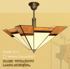 Ampla 4 fl. Olympus stained glass lampshade 40cm beige and brown S1/A ICARO