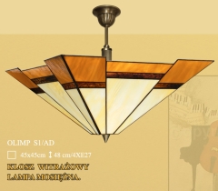 Ampla 4 fl. Olympus stained glass lampshade 45cm beige and brown S1AD ICARO