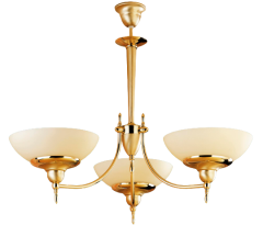 Onyx 3 flame chandelier lamp satin gold shade cream AMPLEX ONPP314