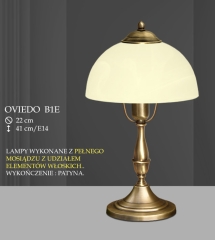 Lampa stołowa 1 płom. Oviedo klosz alabaster Ø 22cm biały krem B1 ICARO