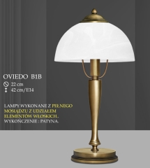 Lampa stołowa 1 płom. Oviedo klosz alabaster Ø 22cm biały krem B1B ICARO
