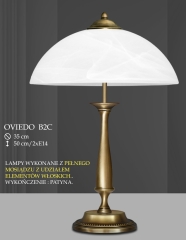 Lampa gabinetowa 2 płom. Oviedo klosz alabaster Ø 35cm biały krem B2C ICARO
