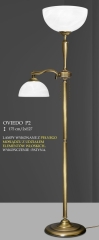 Lampa podłogowa 2 płom. Oviedo P2 klosz alabaster biały krem Ø 30cm góra Ø 19cm boczny ICARO
