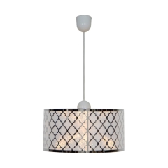 Surin Pendant lamp with lampshade Ø40 cm, 1 flame chrome / white Zuma Line P18143B