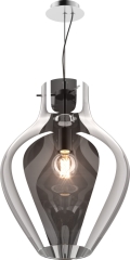 Bresso Hanging lamp 1 flame chrome / black transparent Zuma Line P19066A-D38